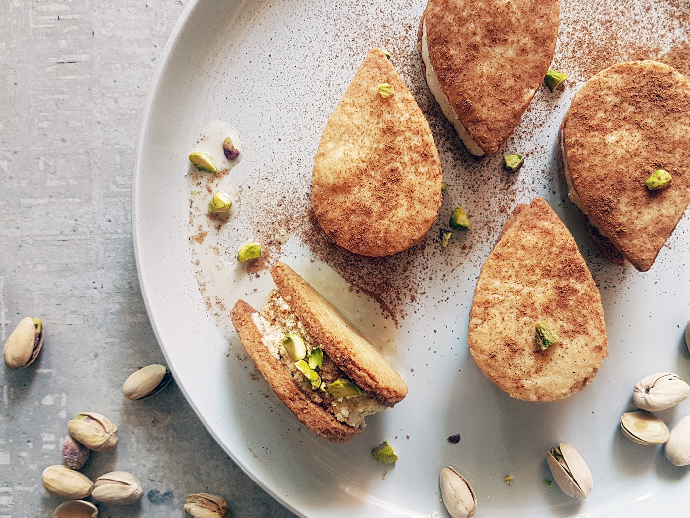 Milk tart pistachio ice-cream sandwiches | creamy, crunchy & dreamy